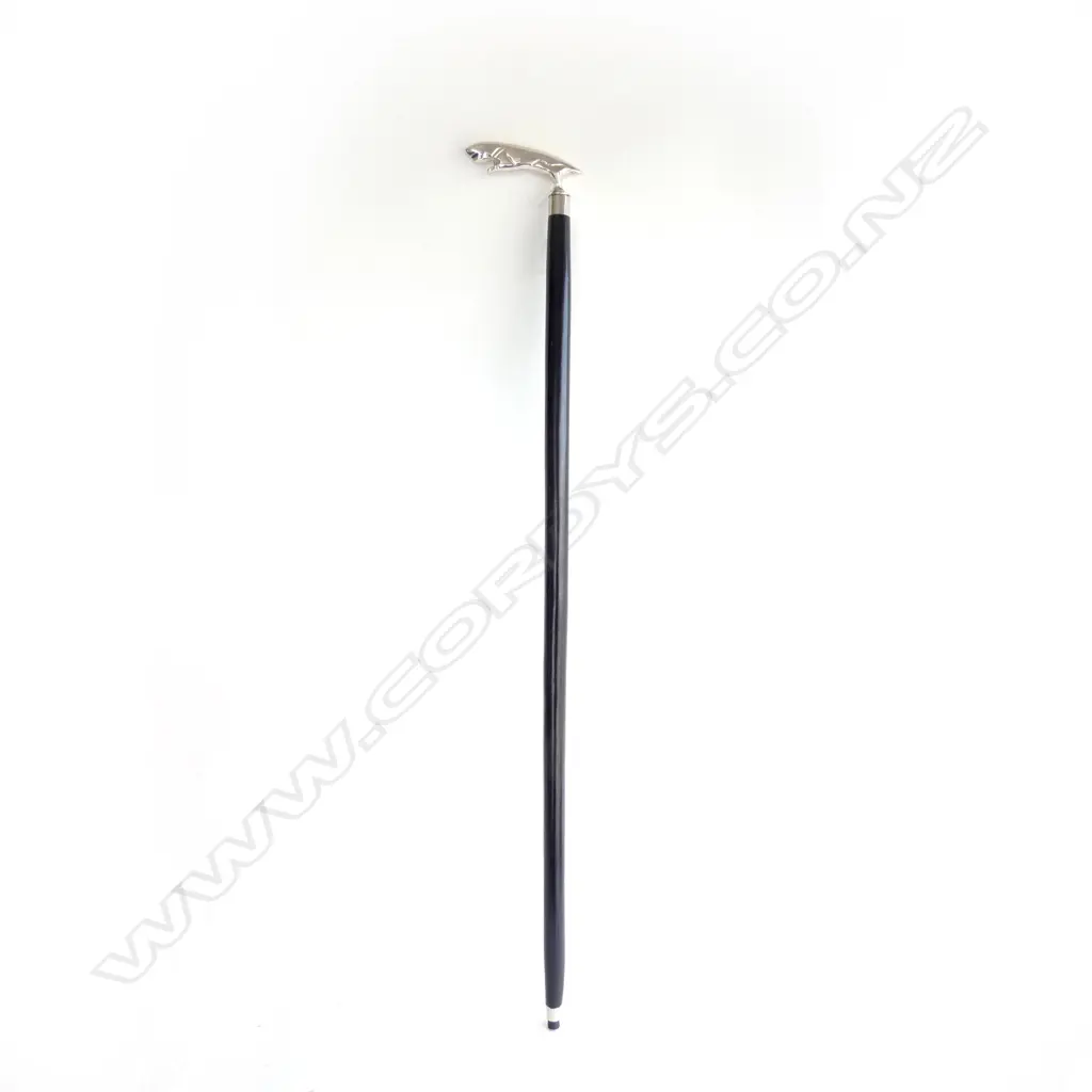 WALKING STICK; EBONY & STEEL JAGUAR H.930mm Image 1++
