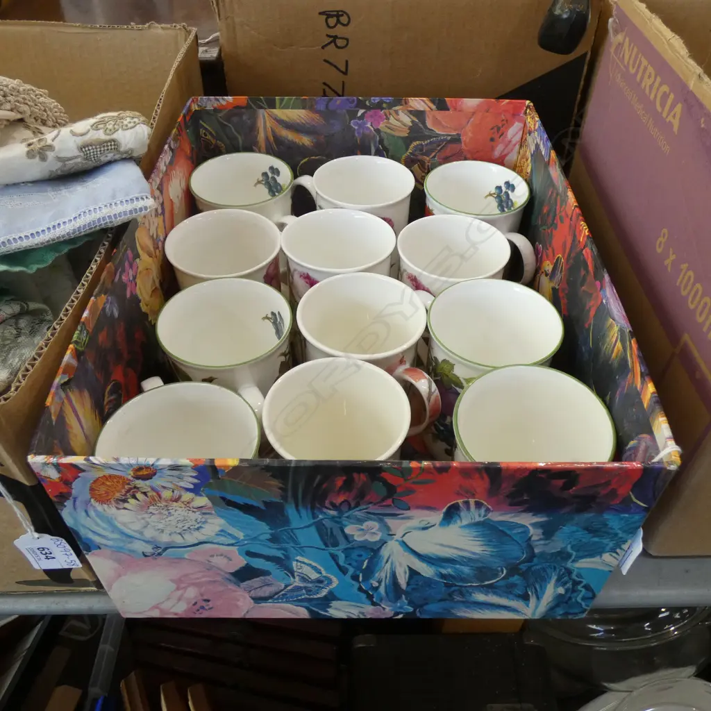 16 ASST FLORAL BONE CHINA MUGS; 3 STYLES  Image 1++