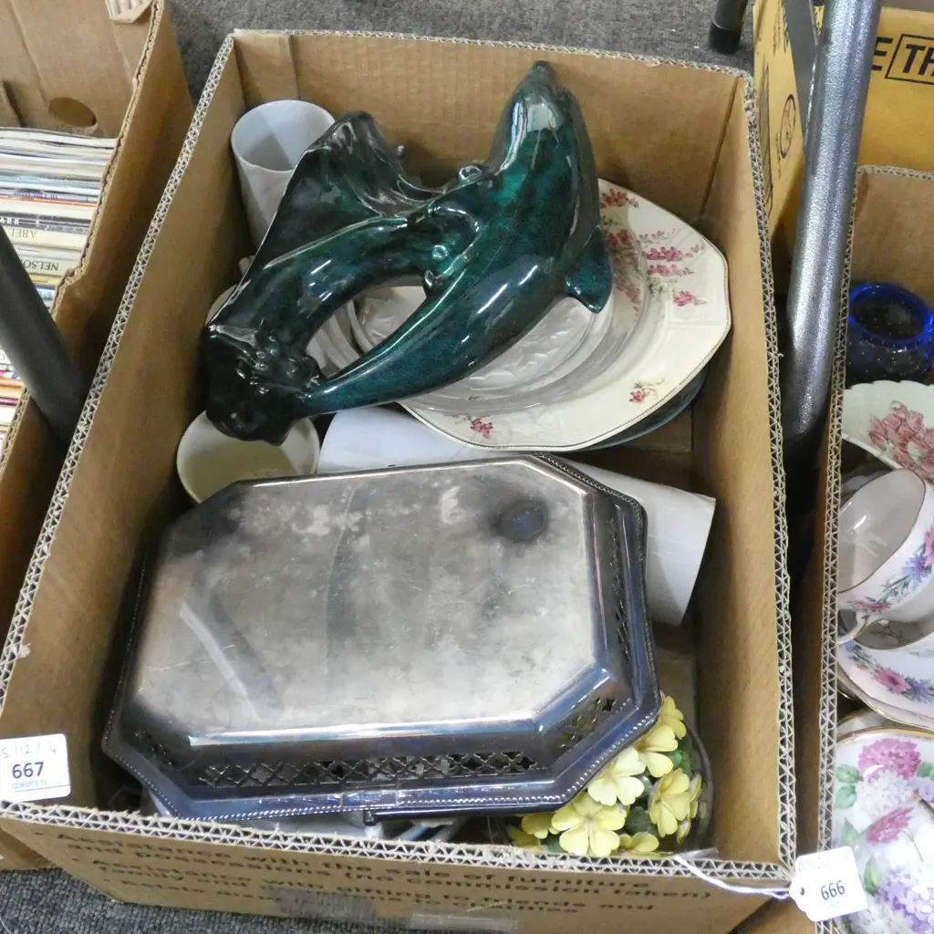 BOX LOT ASST CHINA / GLASS ETC; INCL BLUE MOUNTAIN ETC. Image 1++