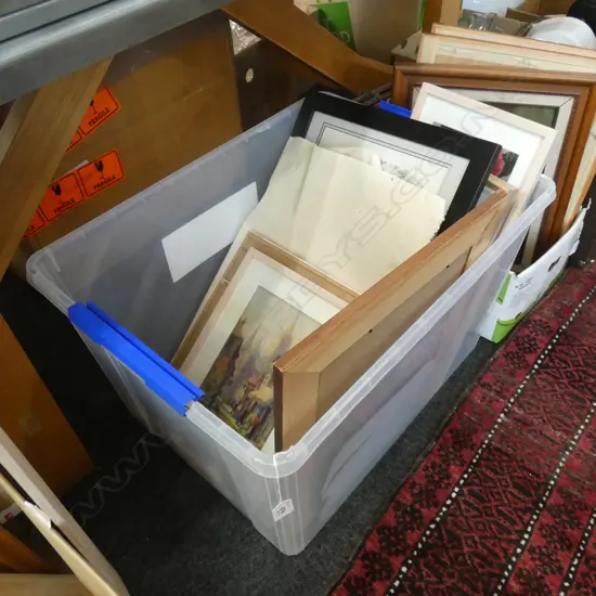 BOX 12 ARTWORKS ETC; PAINTINGS, TAPESTRY, PRINTS ETC