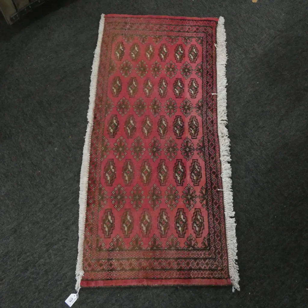 #83M PERSIAN TURKOMAN HAND KNOTTED RUG 104 X 45 CM Image 1++