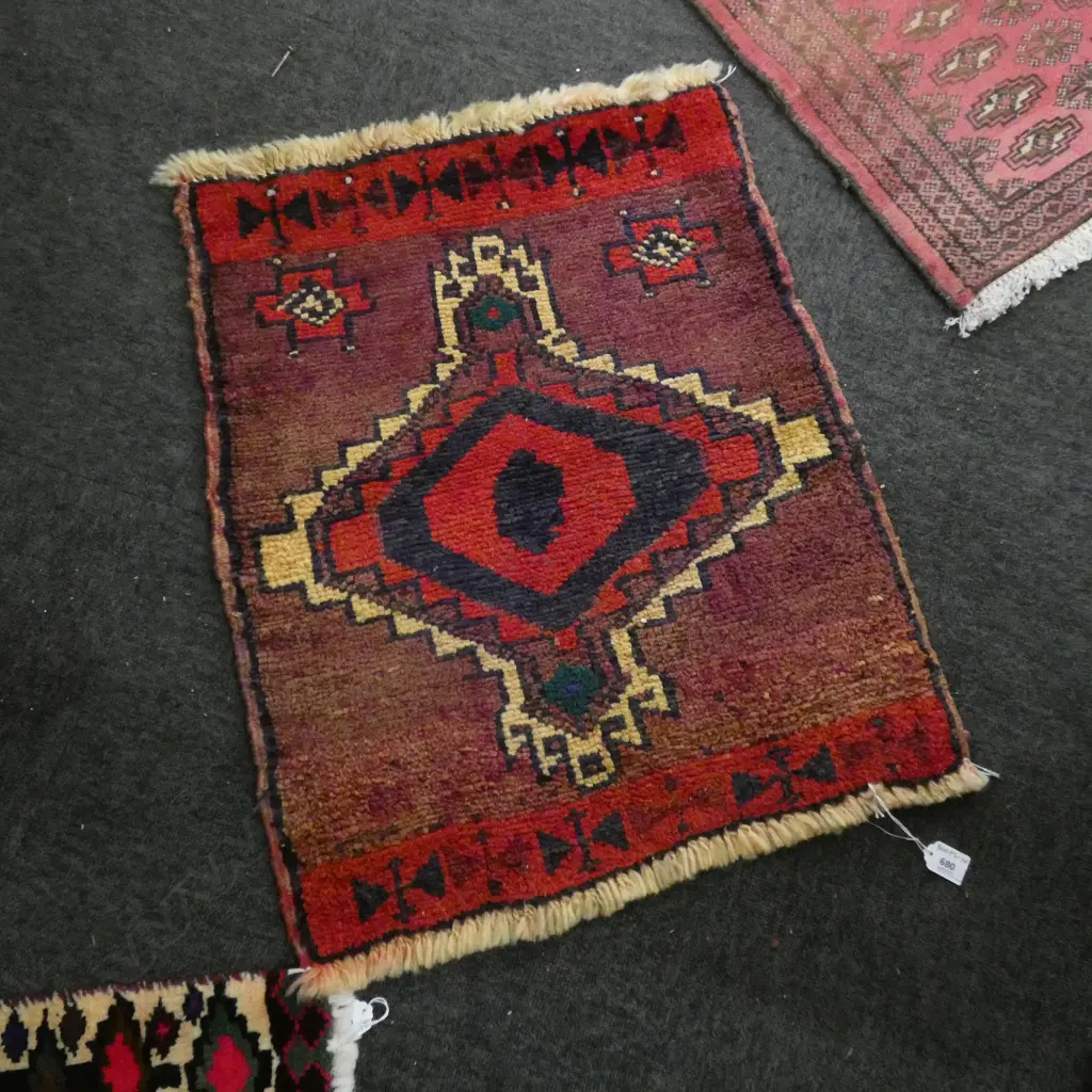 #113C PERSIAN HAMADAN HAND KNOTTED RUG 67 X 54 CM Image 1++