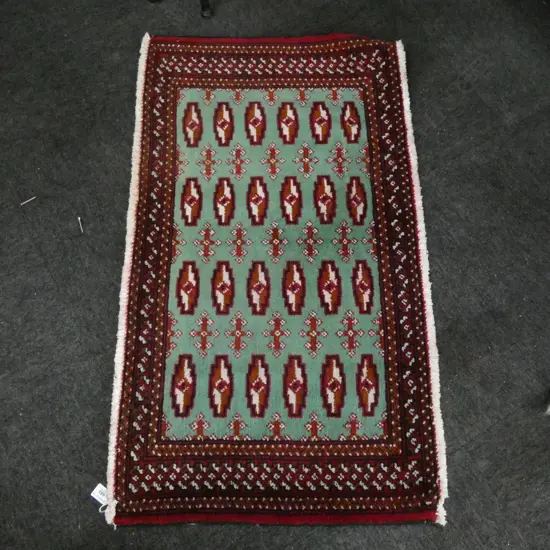 #54A PERSIAN TURKOMAN HAND KNOTTED RUG 107 X 60 CM