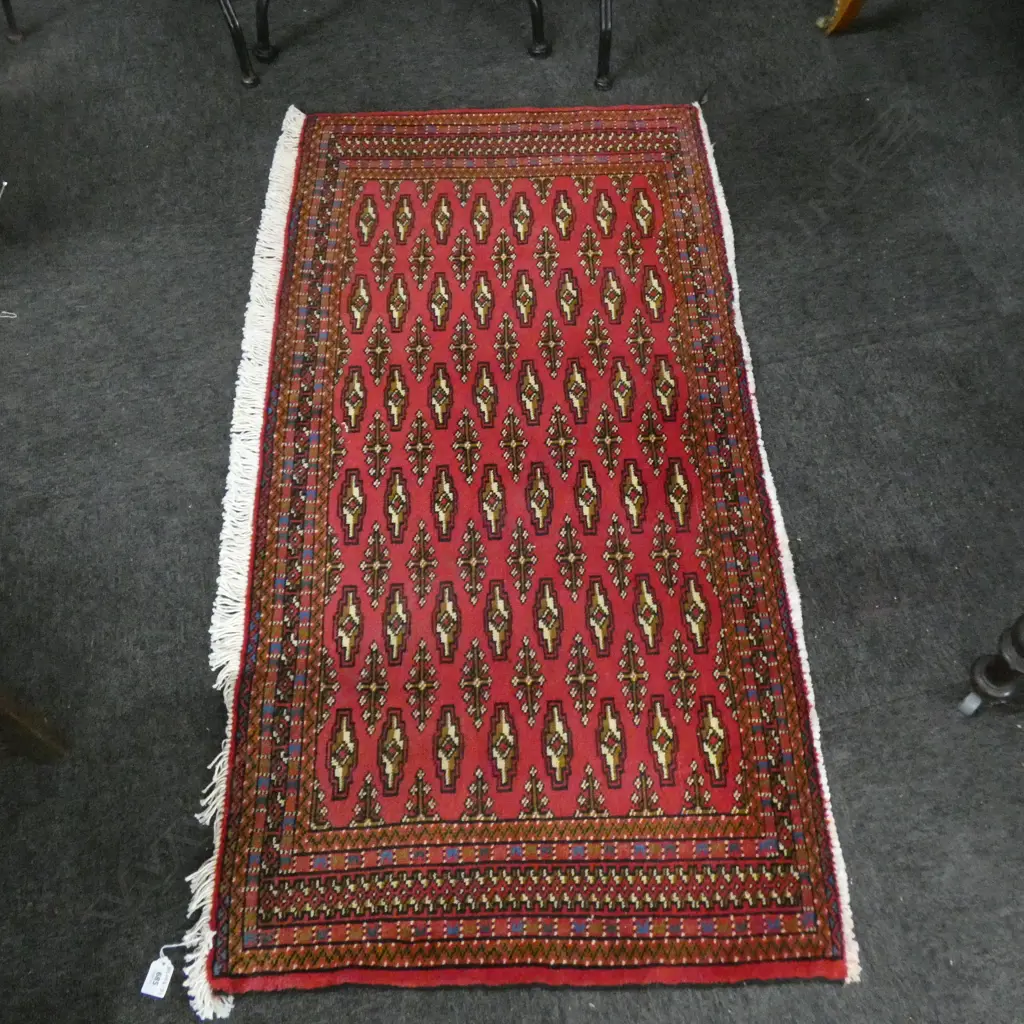 #47G PERSIAN TURKOMAN HAND KNOTTED RUG 133 X 69 CM Image 1++
