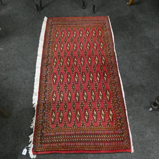 #47G PERSIAN TURKOMAN HAND KNOTTED RUG 133 X 69 CM