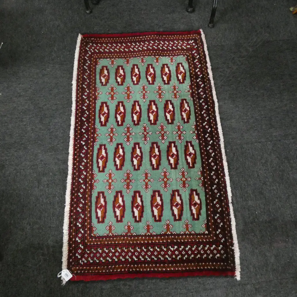 #133A PERSIAN TURKOMAN HAND KNOTTED RUG 107 X 57 CM Image 1++
