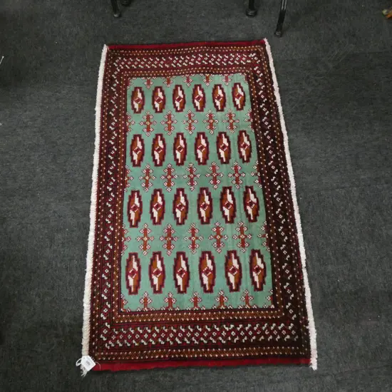 #133A PERSIAN TURKOMAN HAND KNOTTED RUG 107 X 57 CM