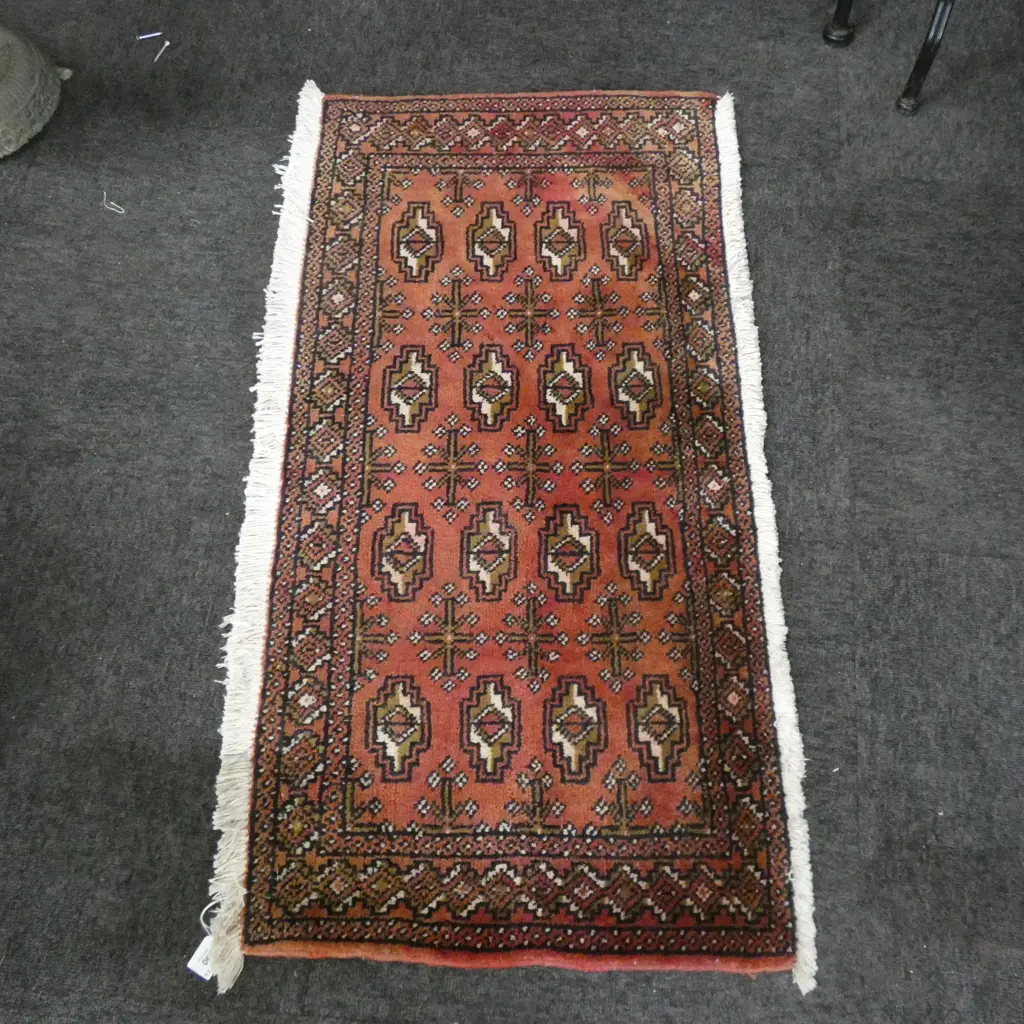 #5M PERSIAN TURKOMAN HAND KNOTTED RUG 104 X 51 CM Image 1++