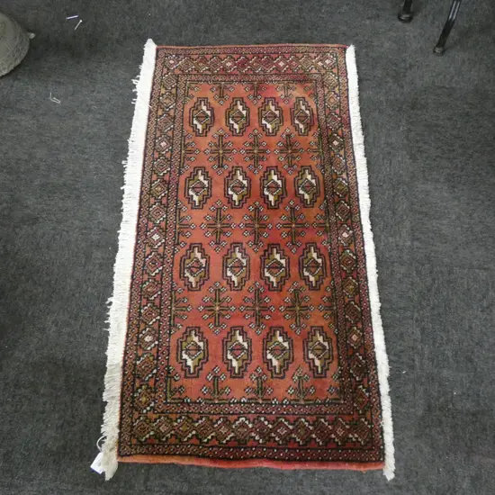 #5M PERSIAN TURKOMAN HAND KNOTTED RUG 104 X 51 CM