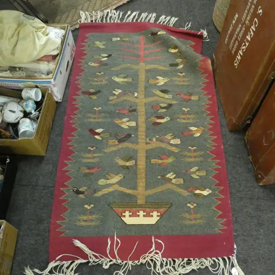 PICTORIAL ALL WOOL HAND WOVEN RUG W.780mm