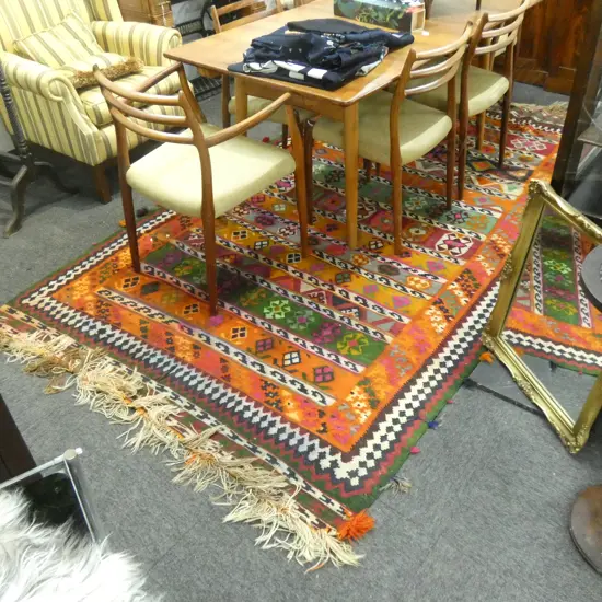 HAND WOVEN ALL WOOL FLAT WEAVE KELIM RUG