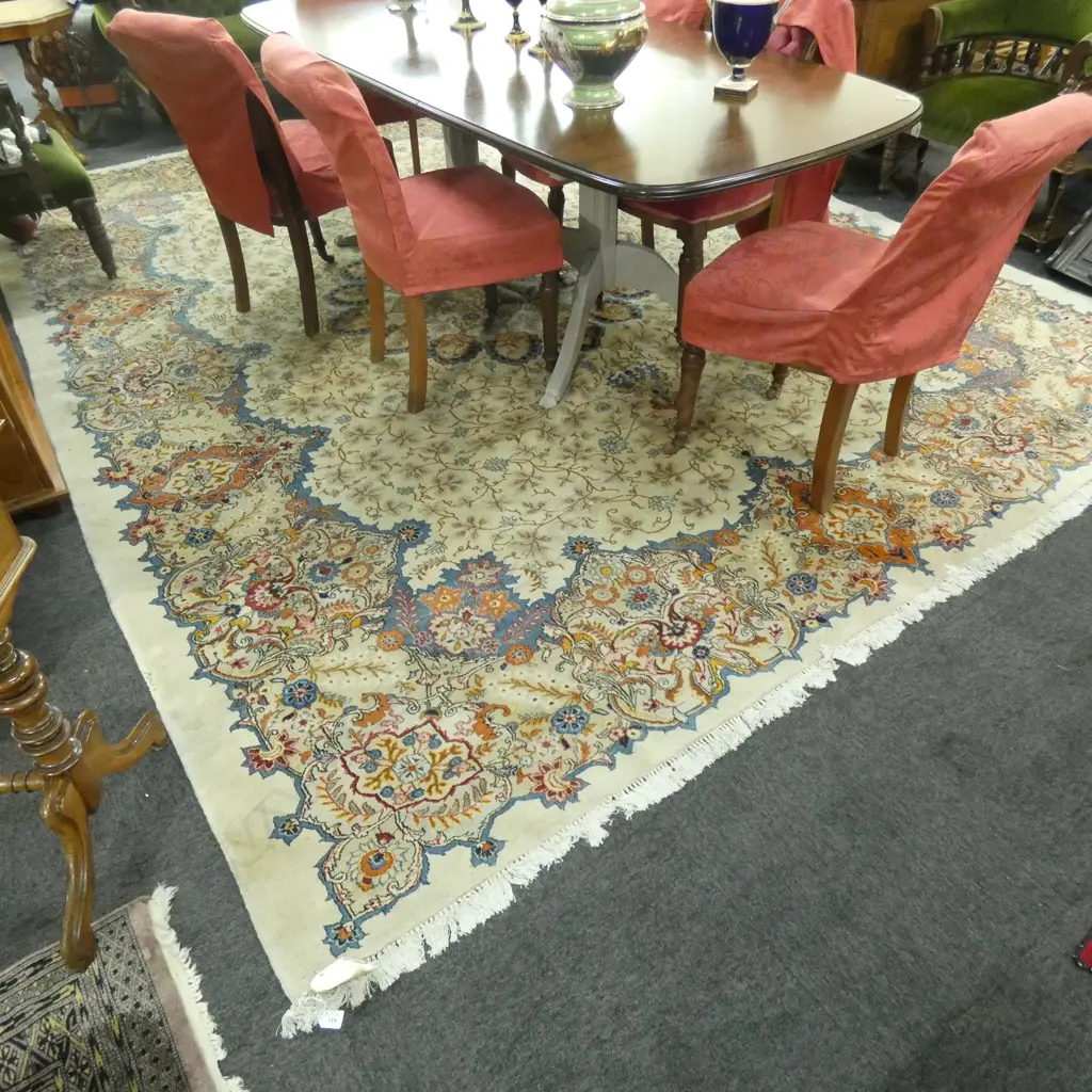 LARGE HANDKNOTTED RUG SOME FAULTS/INSECT DAMAGE 4000 X 3000mm Image 1++