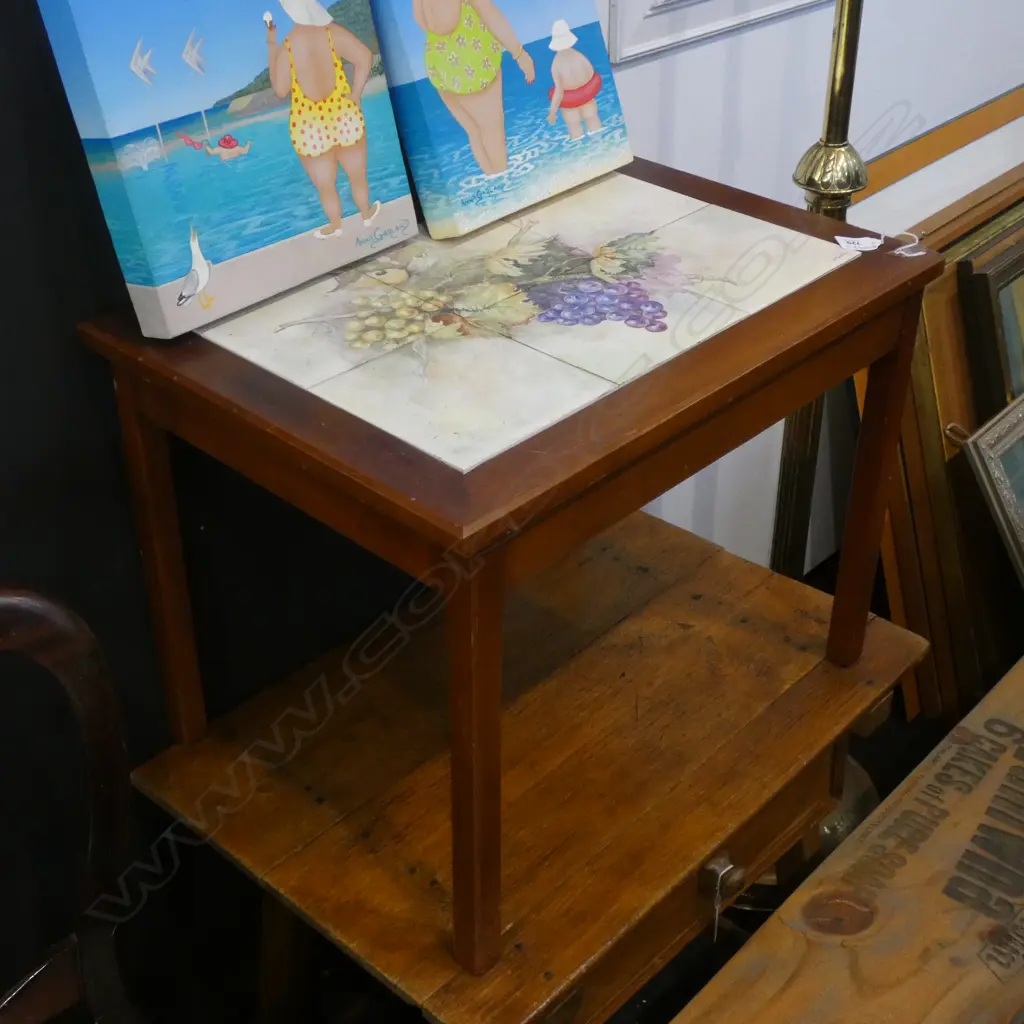 SM OCCASIONAL TABLE - R. RATHBONE TILES IN WOODEN FRAME   560 X 405MM Image 1++