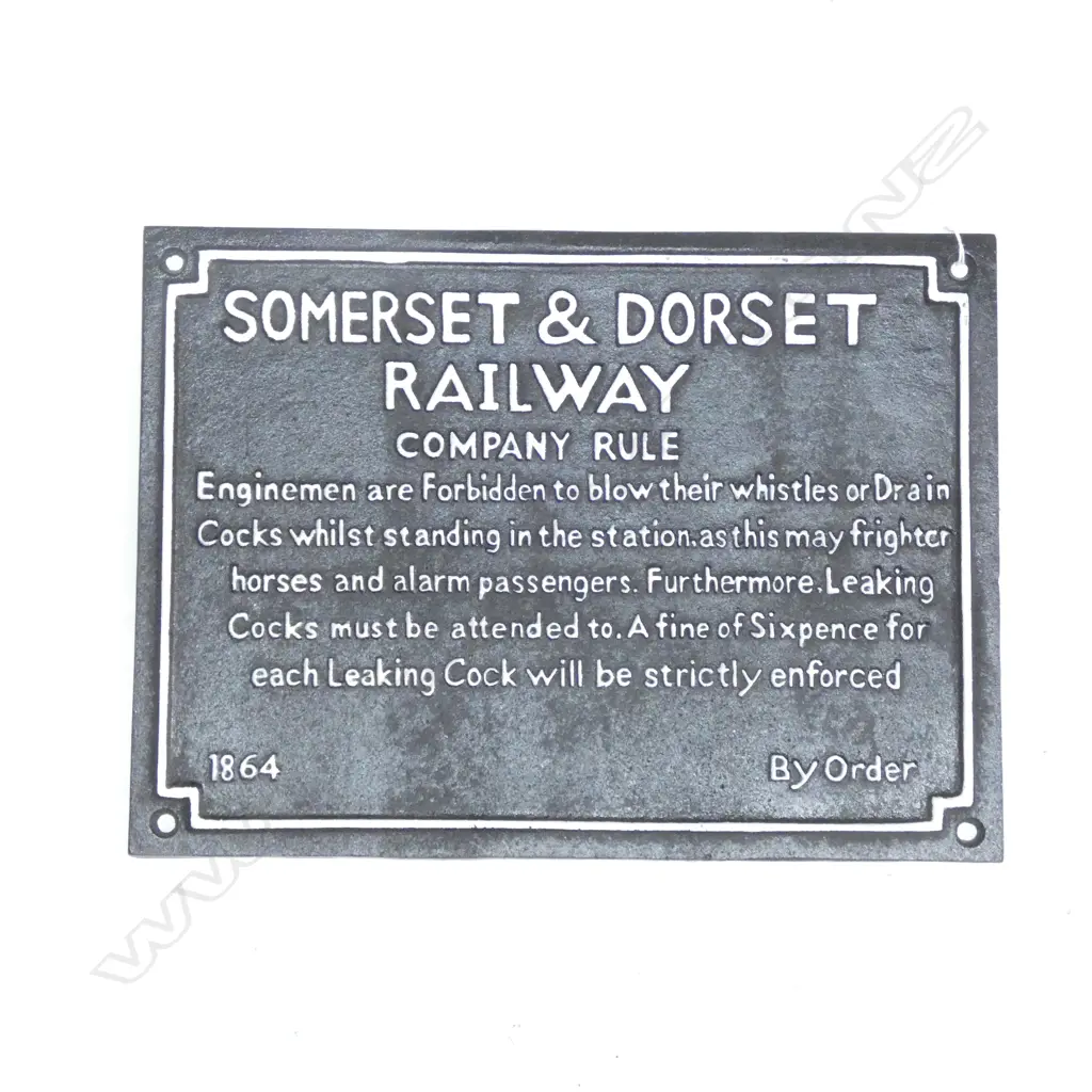 'SOMERSET & DORSET RAILWAY...' CAST IRON PLAQUE 295x400mm Image 1++