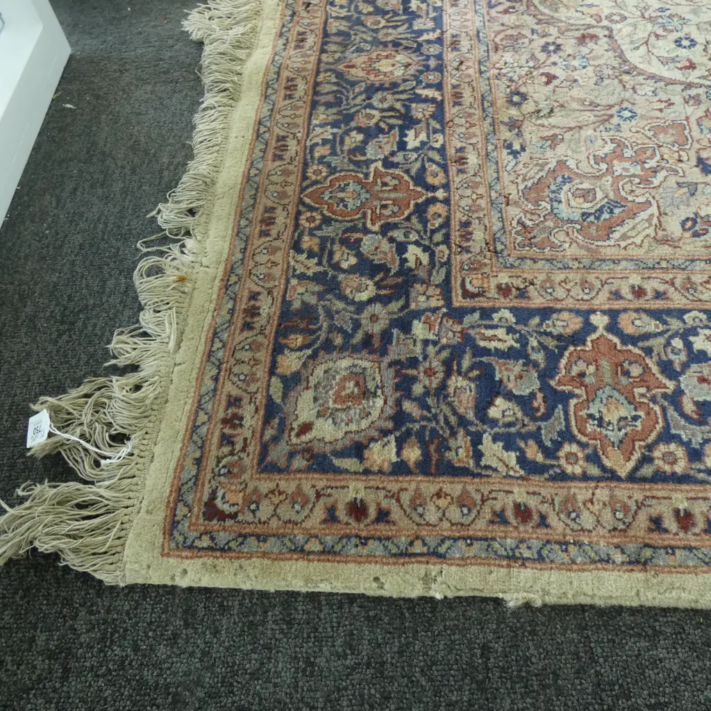 PERSIAN HANDKNOTTED RUG KUM TYPE SOME INSECT DAMAGE 2440 x 1540mm Image 1++
