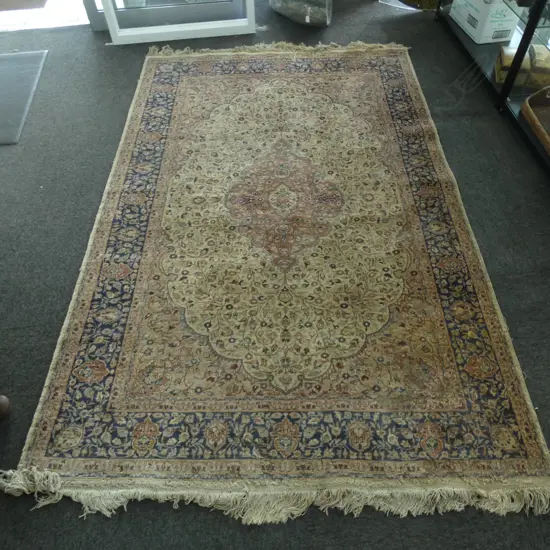 PERSIAN HANDKNOTTED RUG KUM TYPE SOME INSECT DAMAGE 2440 x 1540mm