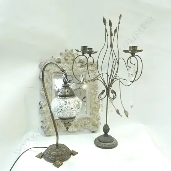 ORNATE DECORATIVE MIRROR H.500mm, MOROCCAN LAMP, CANDELABRAH