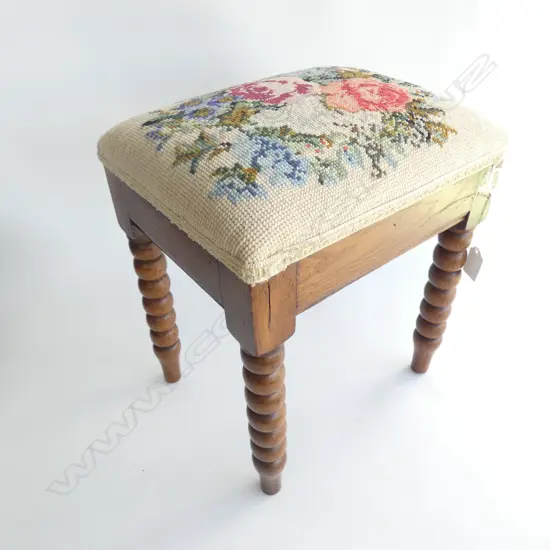 TAPESTRY FOOT STOOL  - BARLEY TWIST LEGS 