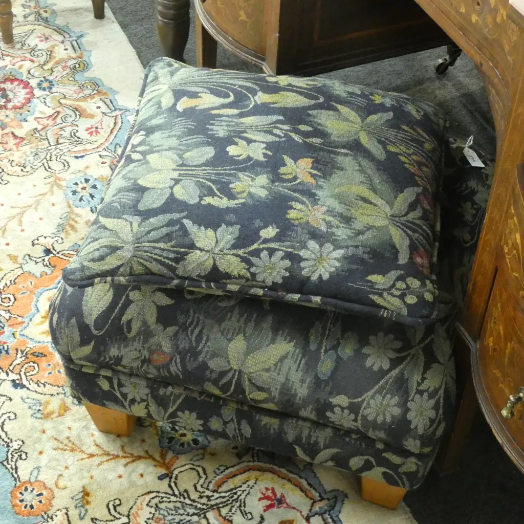 TAPESTRY UPHOLSTERED STOOL & MATCHING CUSHION Image 1++