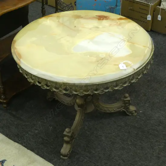 MARBLE TOPPED SIDE TABLE 600mm dia