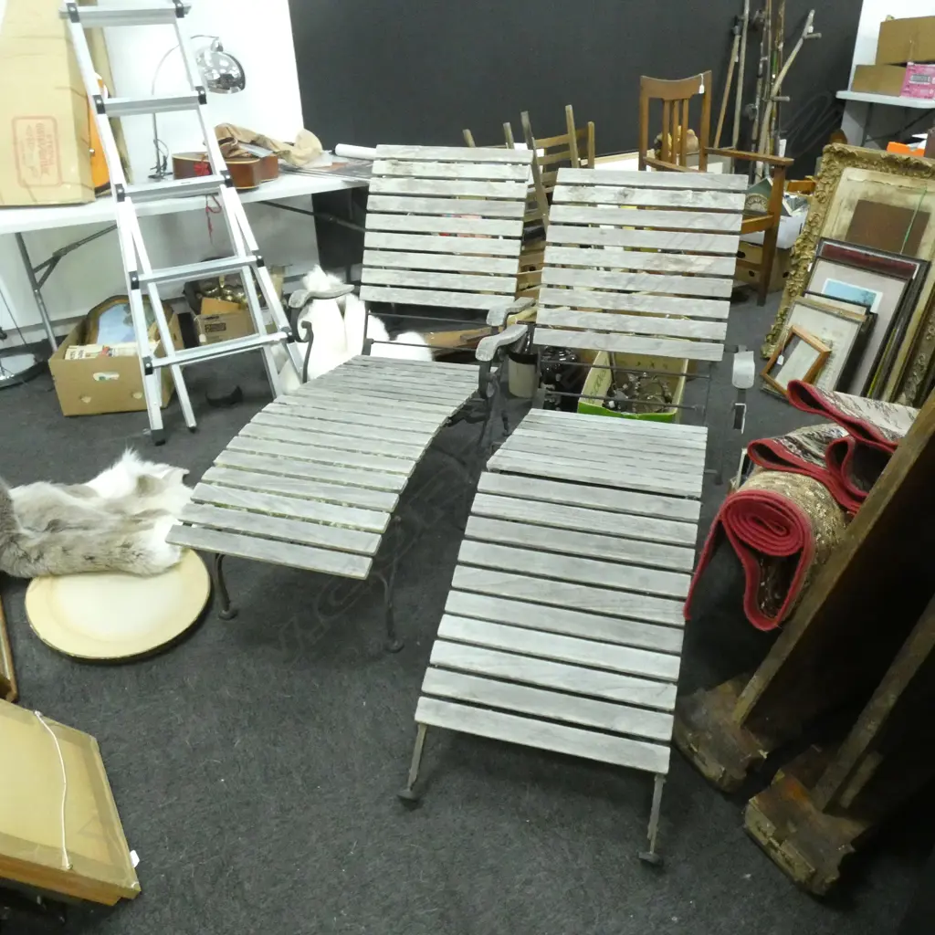 PR WOOD & METAL SUN LOUNGERS  Image 1++