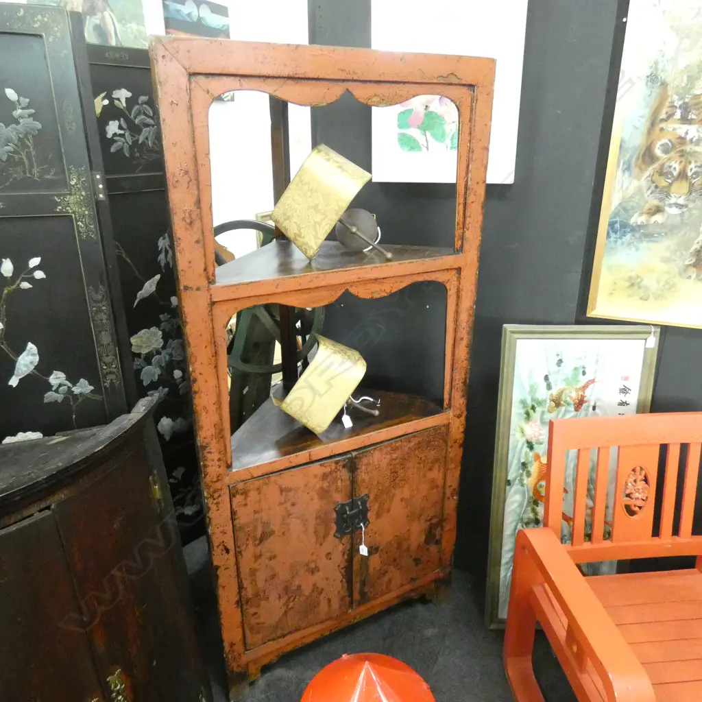 RED PAINTED CHINESE CORNER CABINET H.1785mm Image 1++