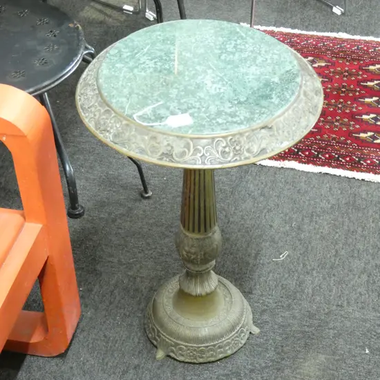 BRASS & MARBLE SIDE TABLE H.600mm 380mm dia