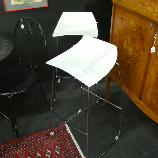 PR WHITE ITALIAN KITCHEN STOOLS MARCO MARAN HOOP DESIGN