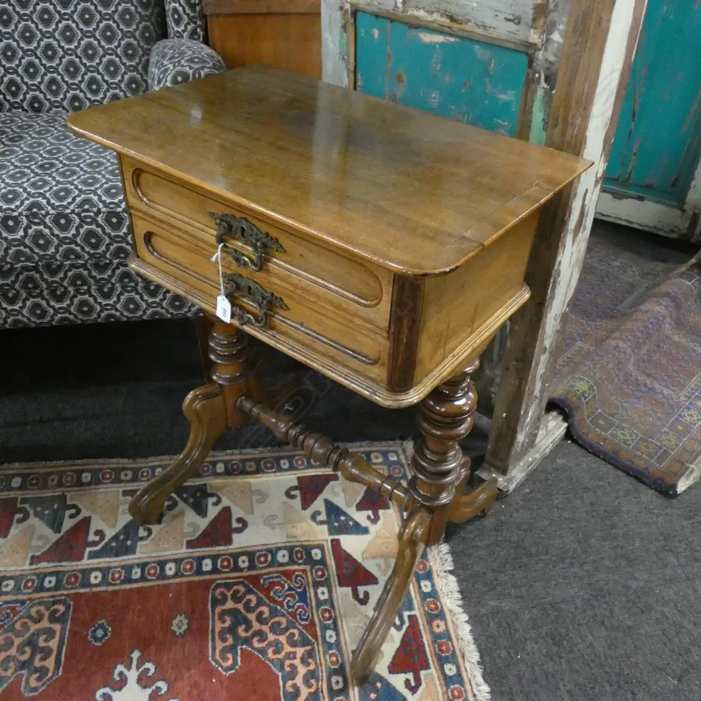 GERMAN SEWING TABLE (repairs to veneer) 460 x 370 x 730mm Image 1++
