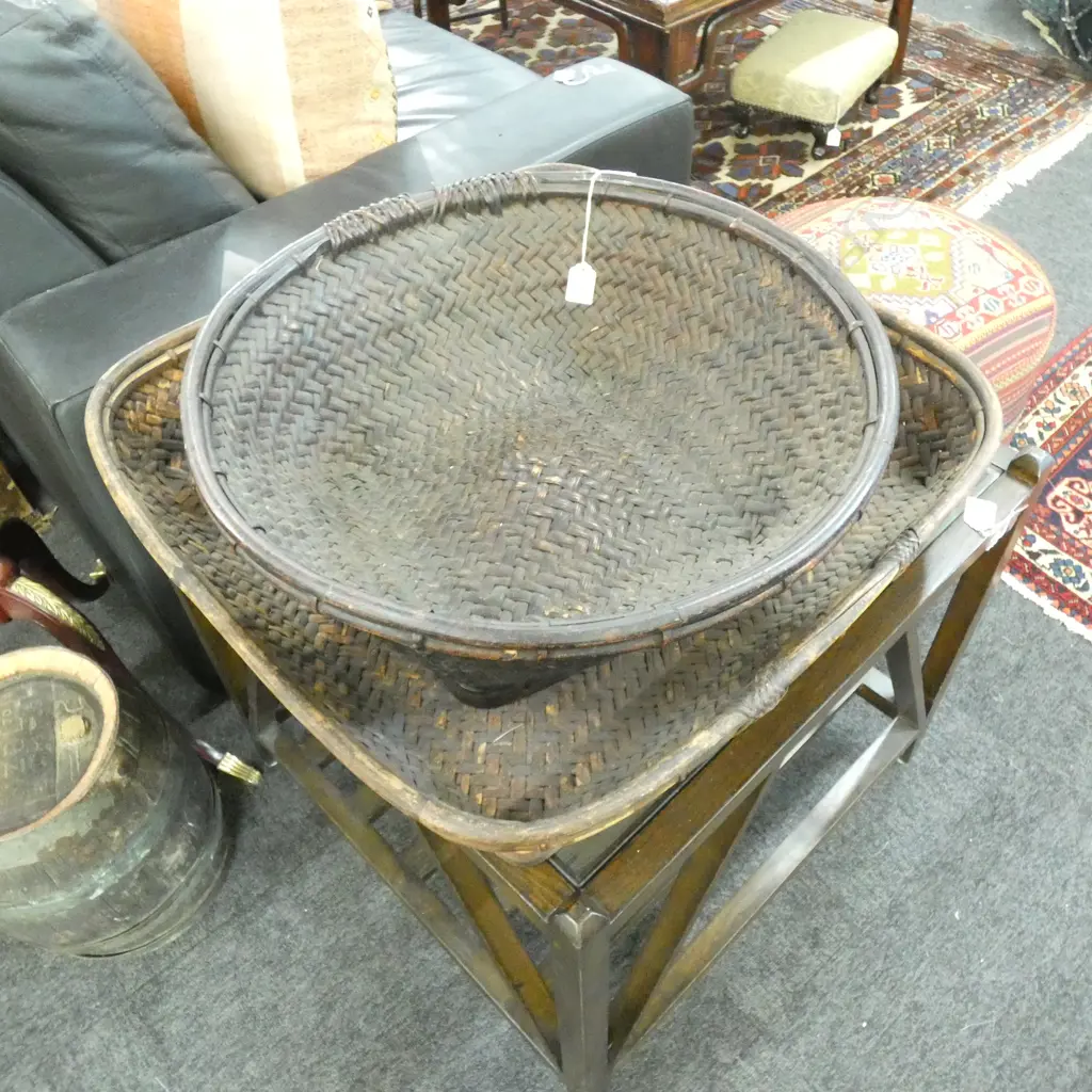 2 WOVEN BASKETS 510mm dia Image 1++