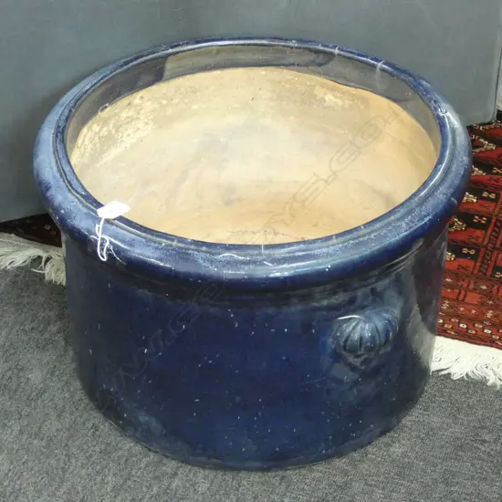 LARGE BLUE JARDINIERE POT H.320mm 520mm dia
