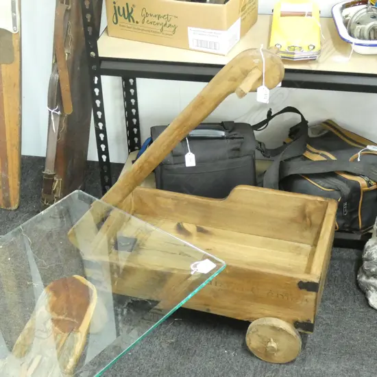 WOODEN CHILDS TROLLEY CART L.630mm