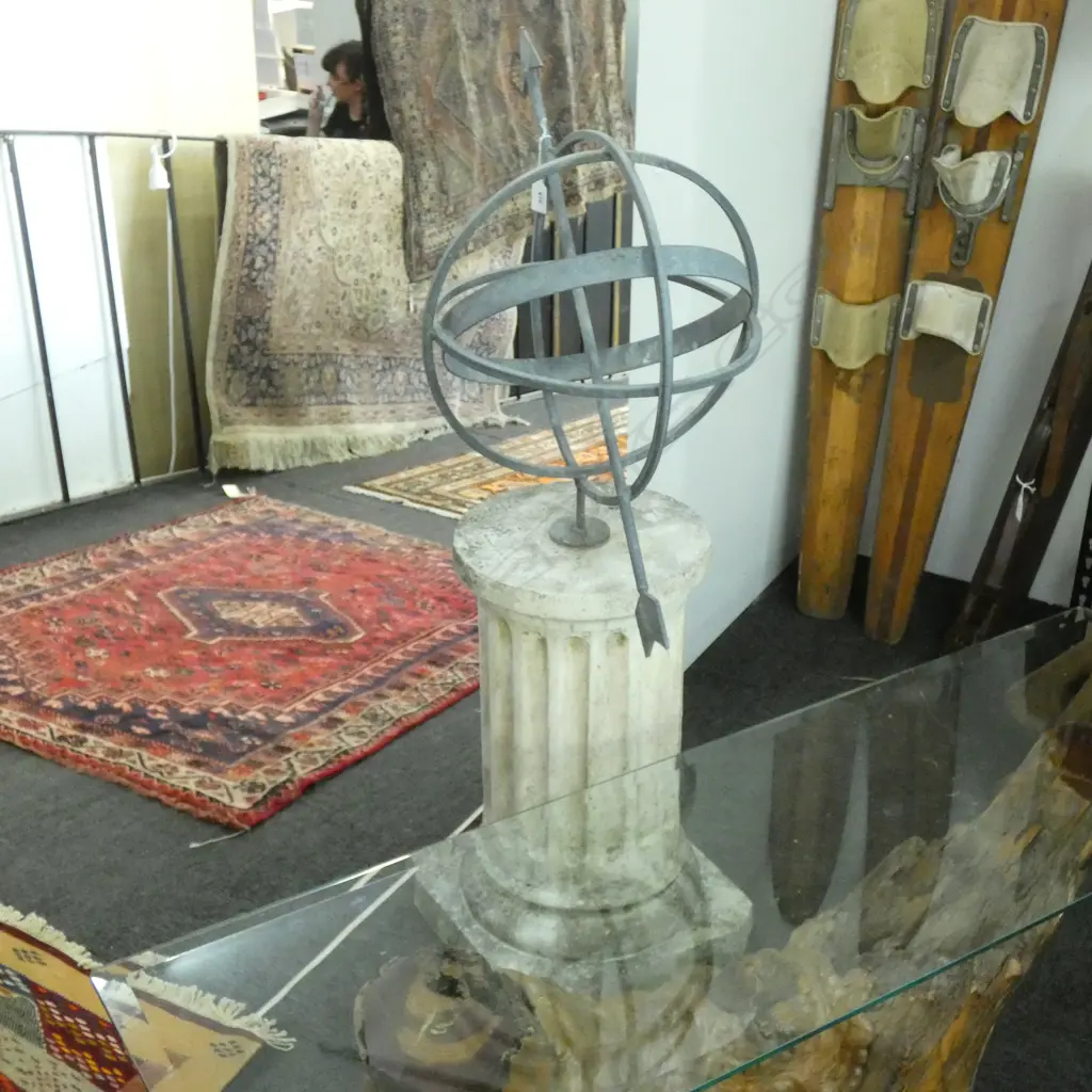 ARMILLARY SPHERE ON CONCRETE COLUMN BASE STAND H.1080mm Image 1++
