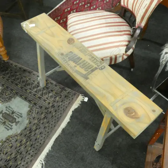 'TANIWHA SOAP FLAKES' STENCILLED STOOL W.1030mm