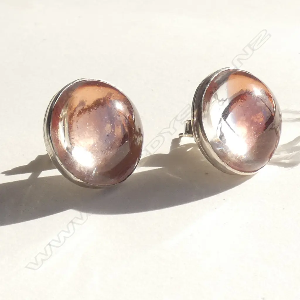 PAIR SILVER AND ROCK CRYSTAL EARRINGS Image 1++