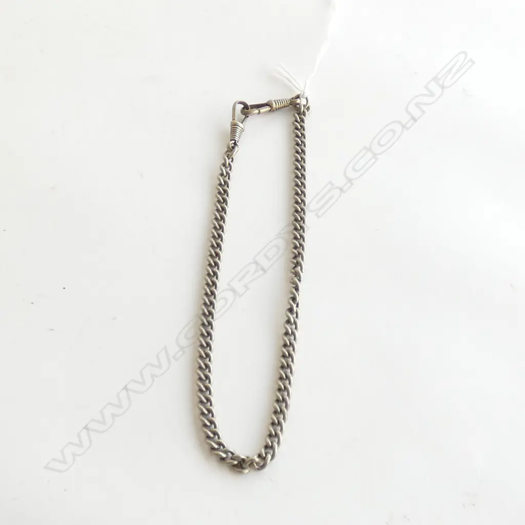 EDW WHITE METAL CURB LINK ALBERT CHAIN Image 1++