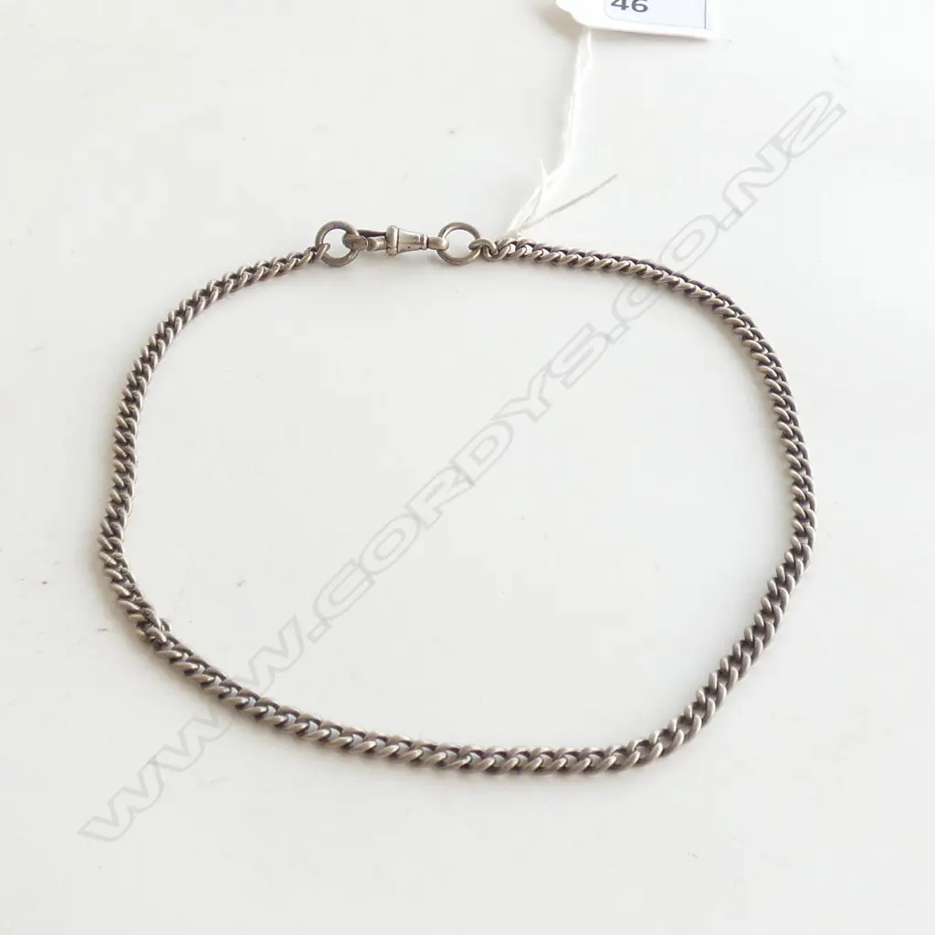 (77) ANTIQUE SILVER CURB LINK FOB CHAIN Image 1++
