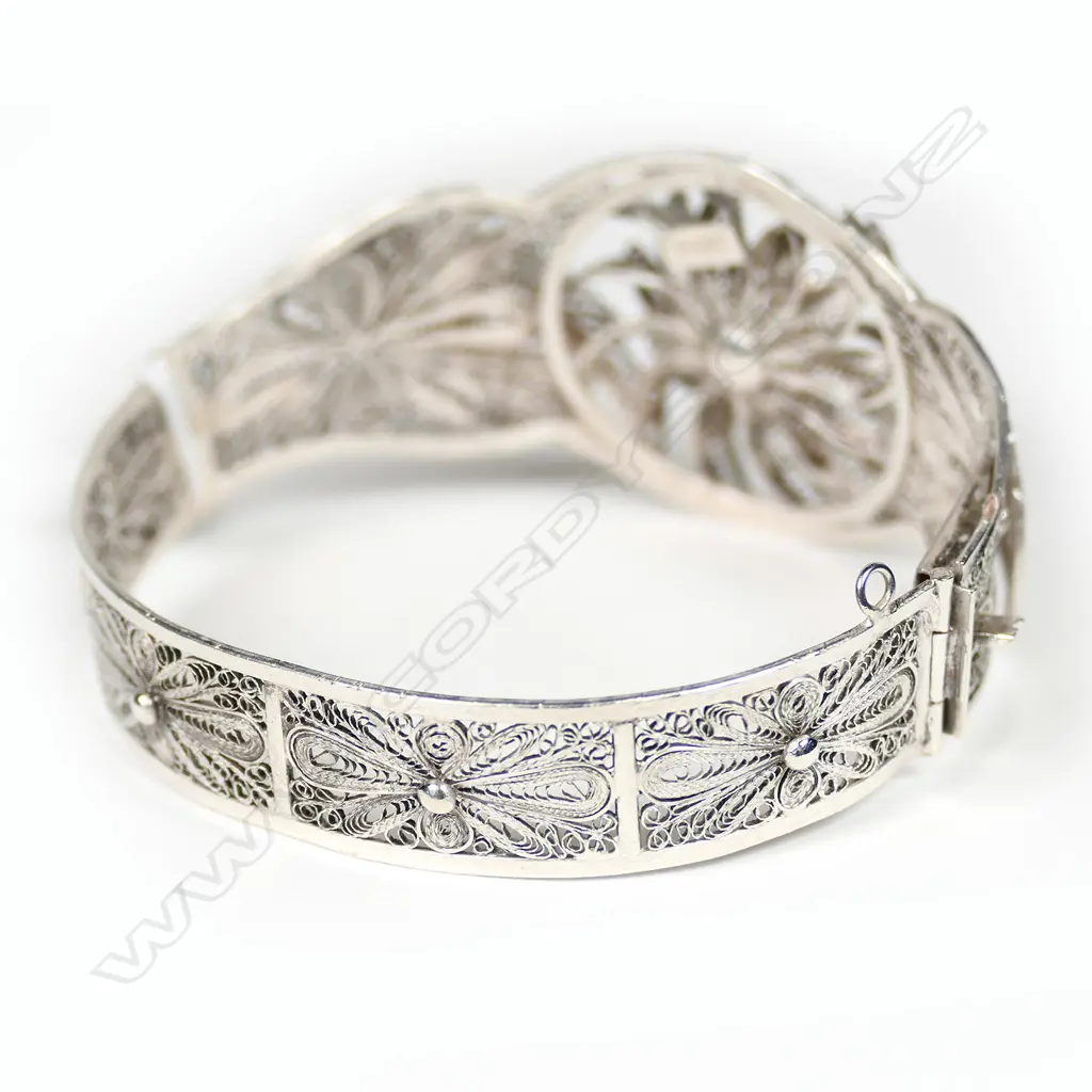 SILVER FILIGREE BANGLE FLORAL DESIGN 14.5G Image 1++