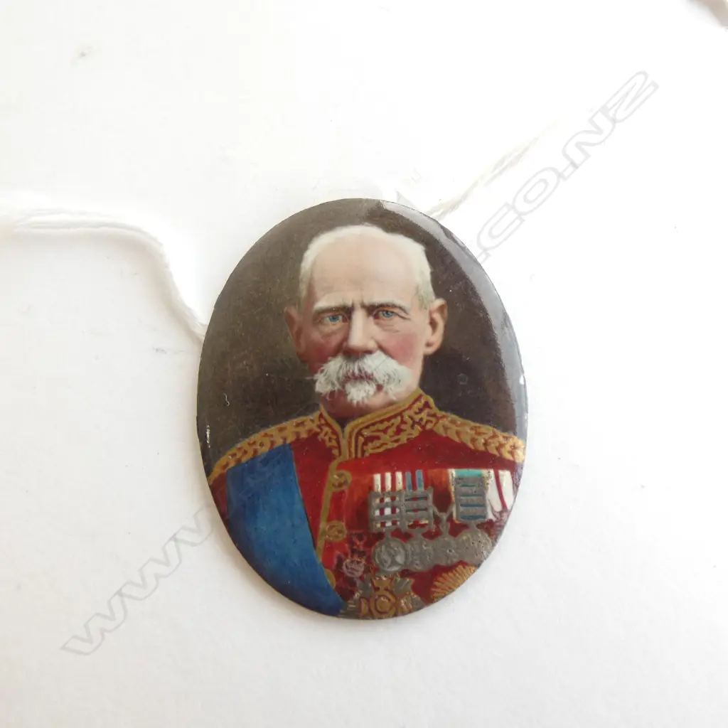 C1900 ENAMELLED PHOTO PORTRAIT PANEL MILITARY GENT Image 1++
