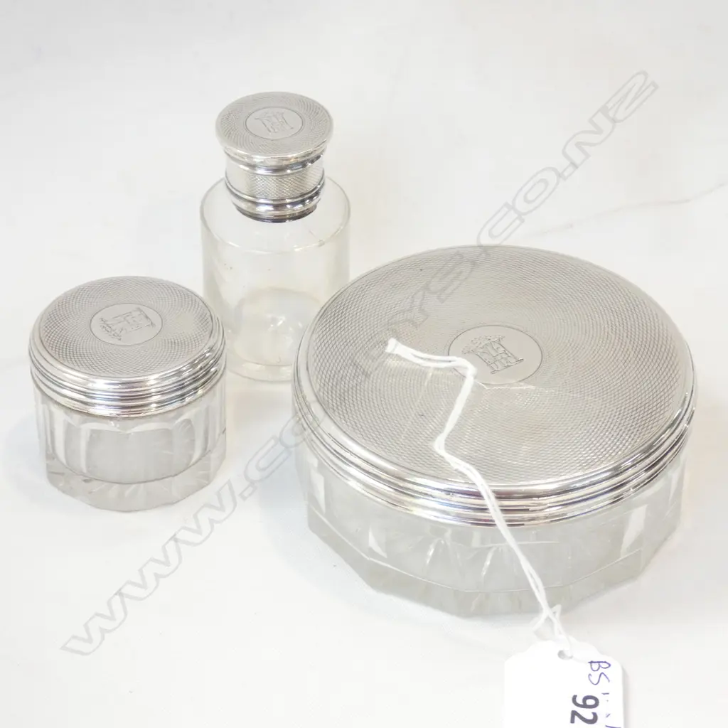 3 PCE STG & CRYSTAL DRESSING SET CONTAINERS Image 1++