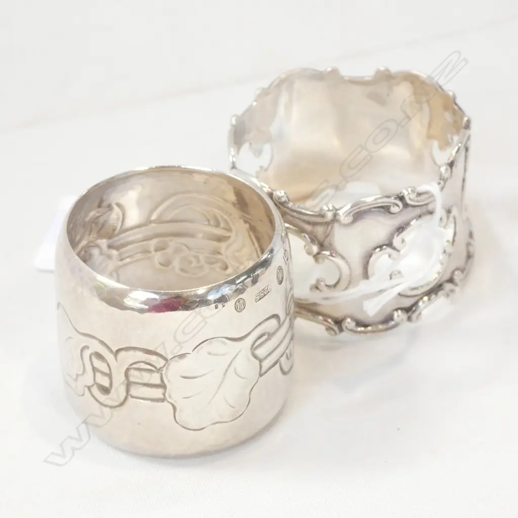 2 STG SILVER NAPKIN RINGS 57 GRAMS Image 1++