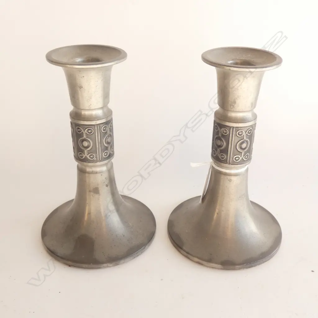PR PEWTER HAUGRUD NORWAY CANDLESTICKS H.160mm Image 1++