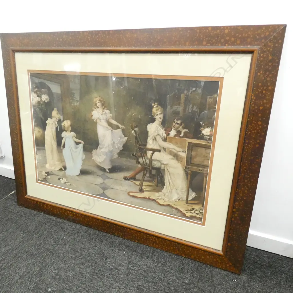 ANTIQUE PRINT GIRLS DANCING 445x700mm Image 1++