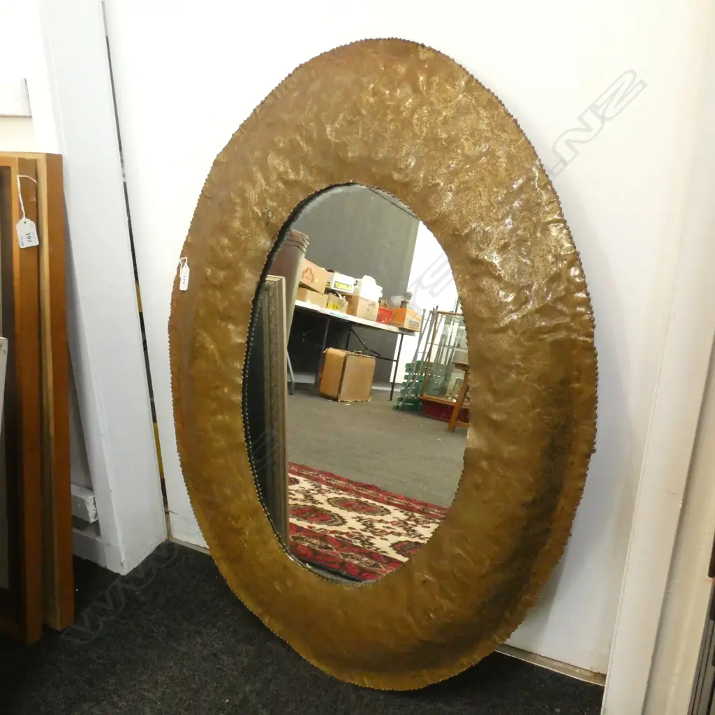 OVAL BEATEN COPPER FRAMED MIRROR 800 X 600MM Image 1++