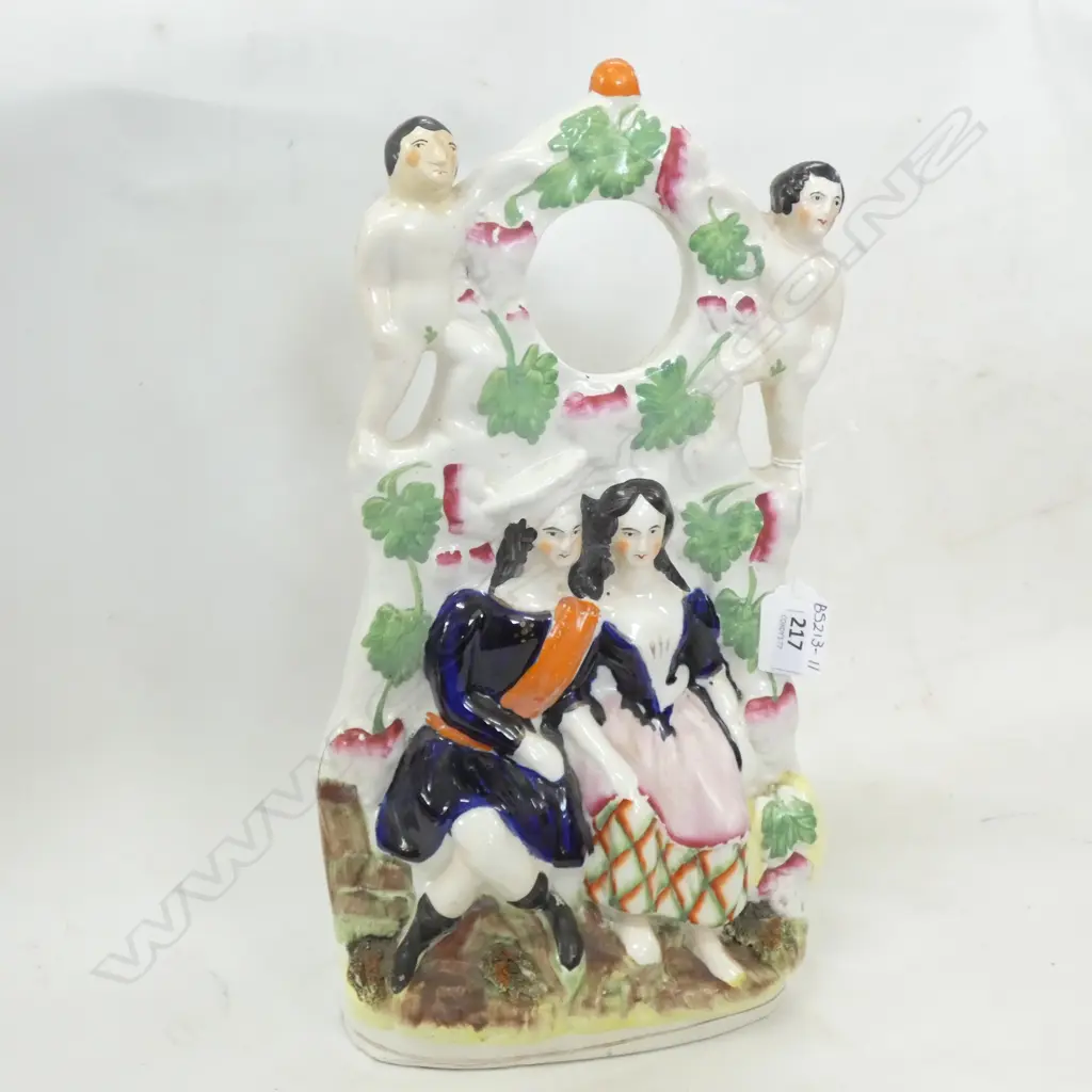 LG STAFFORDSHIRE FLATBACK - LADY & GENT w CHERUBS H. 340MM Image 1++