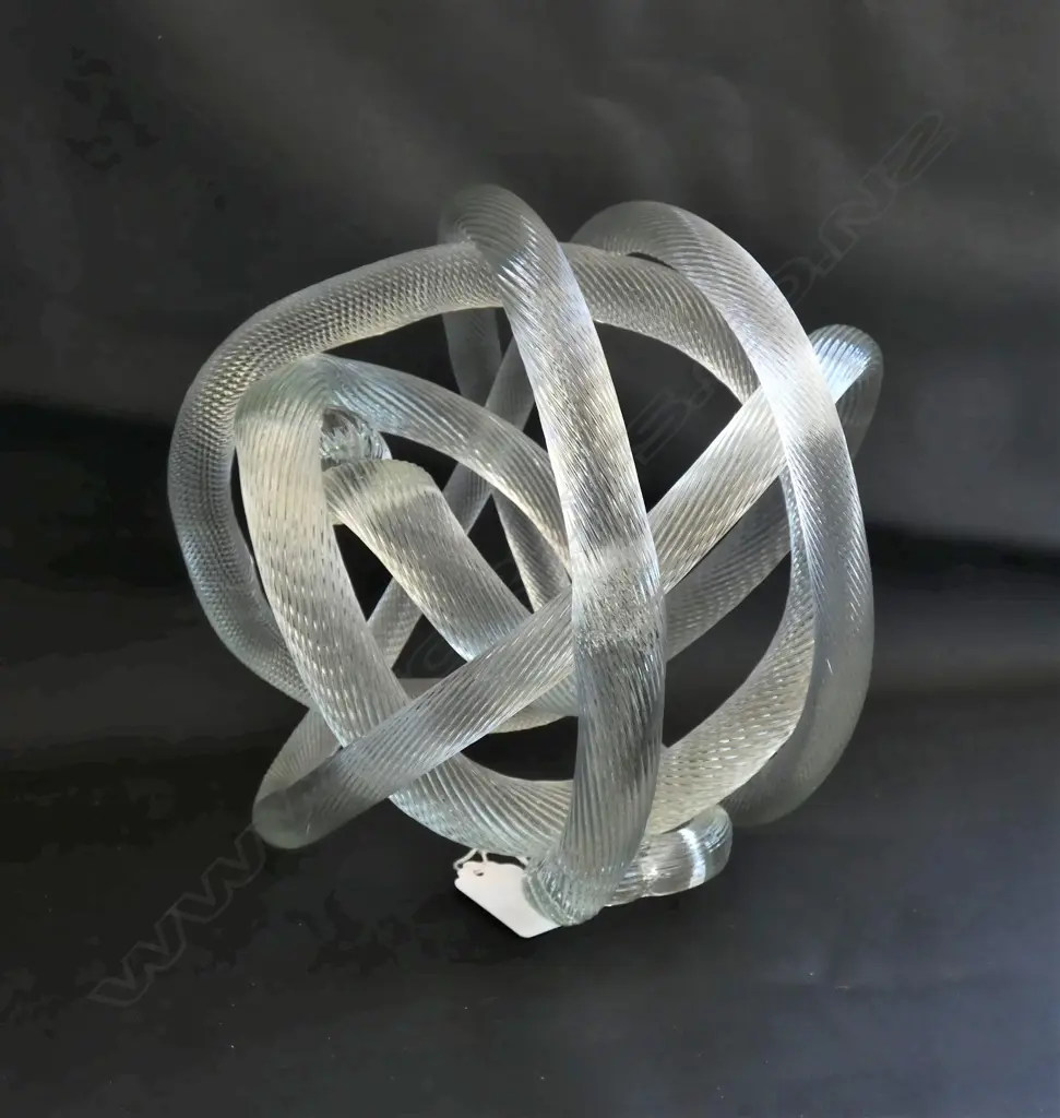 CONTEMPORARY CLEAR GLASS 'ROPE' SCULPTURE A.F 200mm dia Image 1++