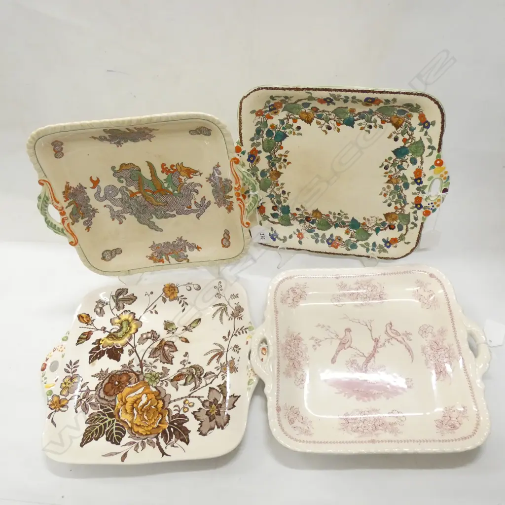 4 MASONS IRONSTONE TWO-HANDLED PLATES - MIXED PATTERNS Image 1++