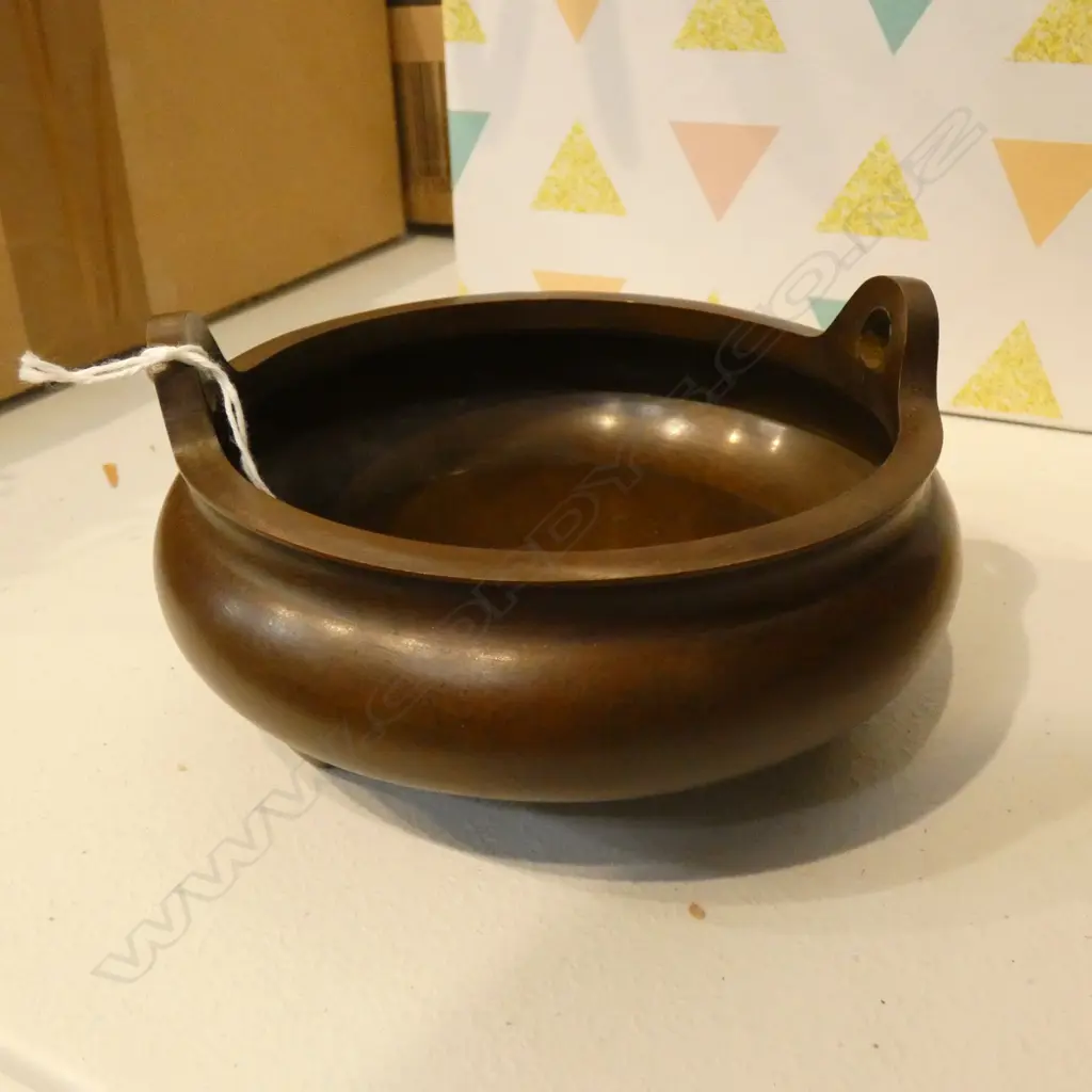 CHINESE BRONZE INCENSE BURNER 130mm dia Image 1++