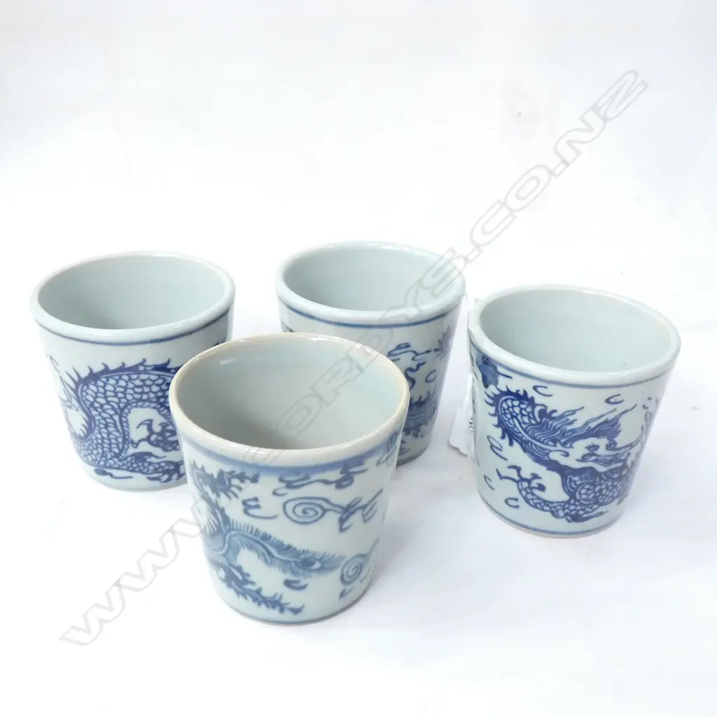 4 CHINESE B/W DRAGON CUPS H.70mm Image 1++