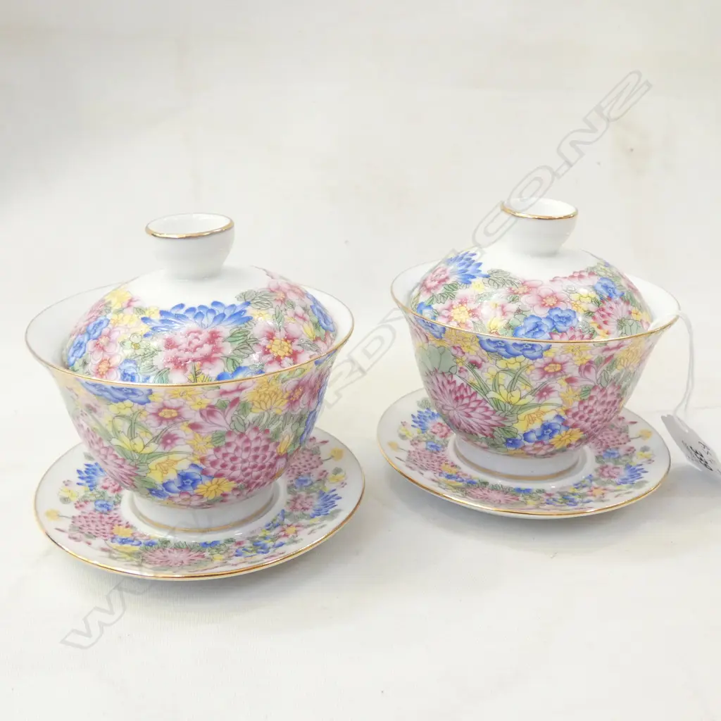 PR CHINESE FAMILLE ROSE TEA CUPS  Image 1++